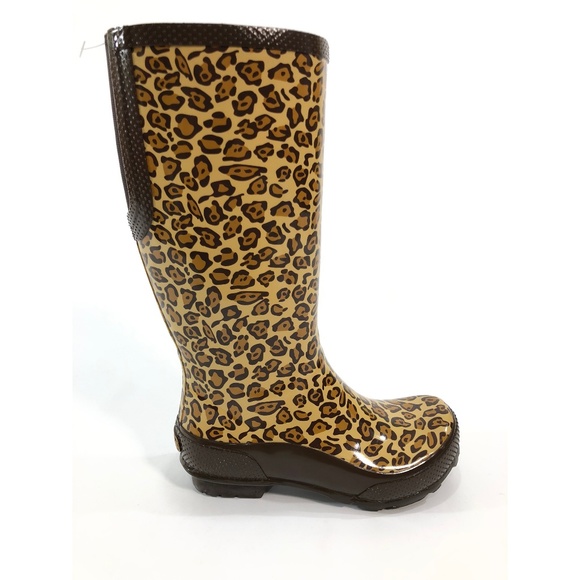 Crocs WMNS Glossy Leopard Print Tall Rain Boots - Picture 3 of 6